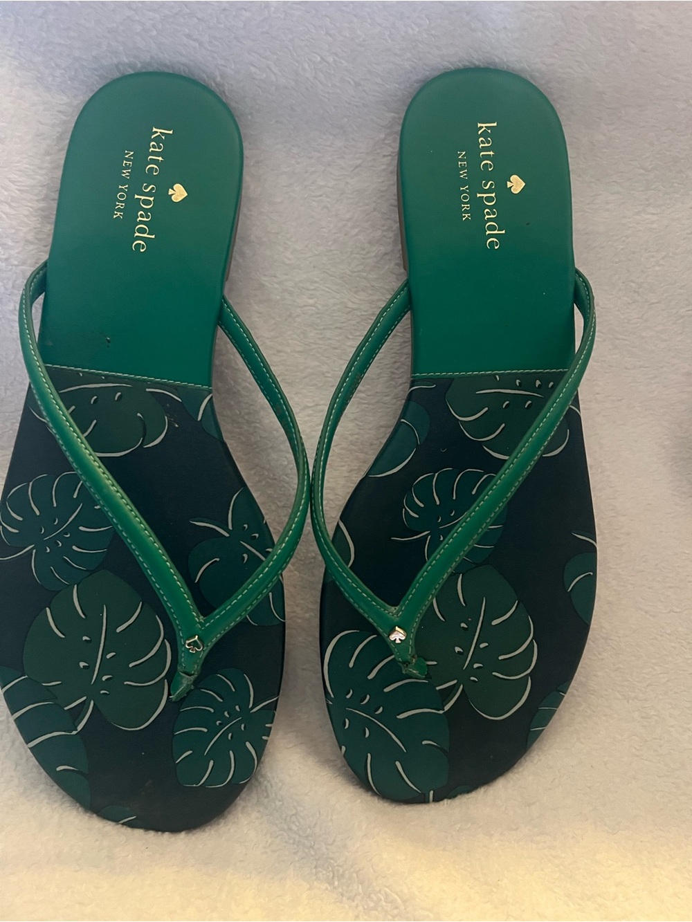 Kate Spade Green Floral Print Flip Flop Sandals